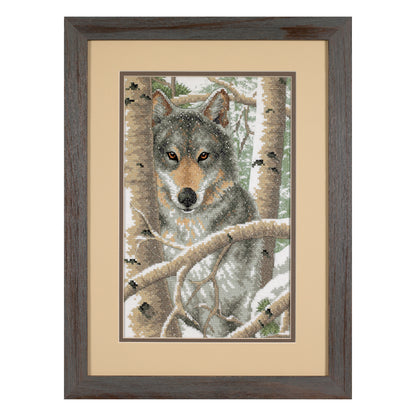 Dimensions Wintry Wolf Stamped Cross Stitch Kit, 9" x 14"