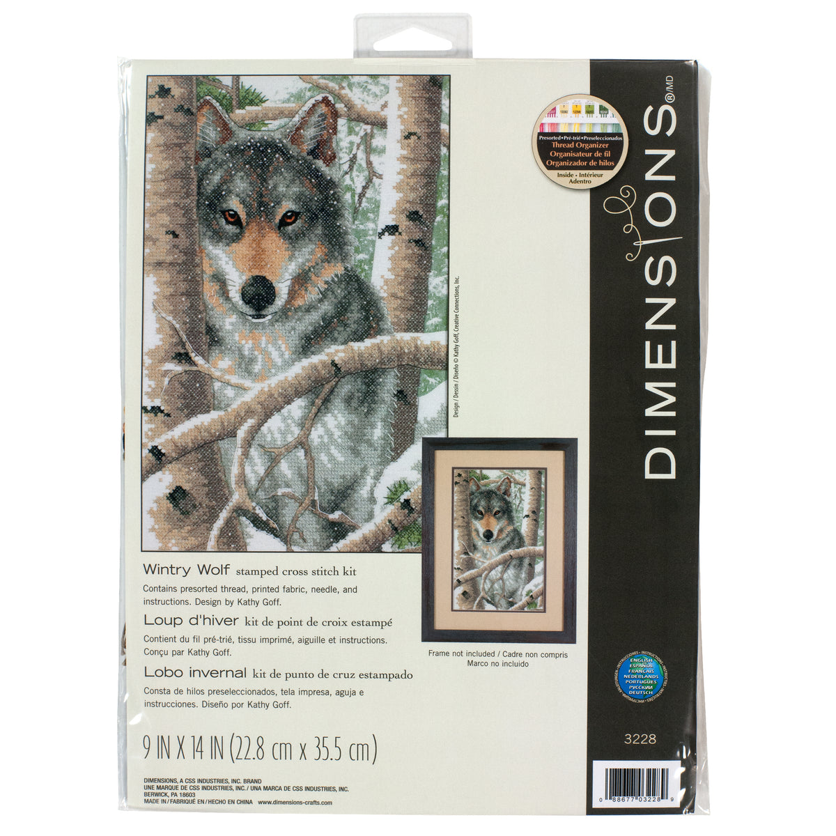 Dimensions Wintry Wolf Stamped Cross Stitch Kit, 9" x 14"