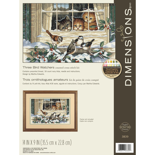 Dimensions Three Bird Watchers Counted Cross Stitch Kit, 14" x 9"