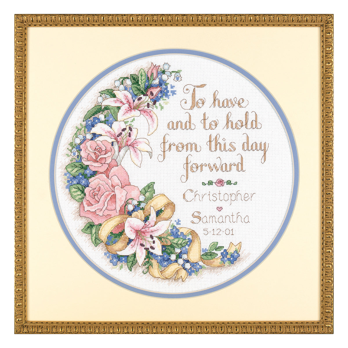 Dimensions To Have and To Hold Wedding Record Counted Cross Stitch Kit, 12" diameter