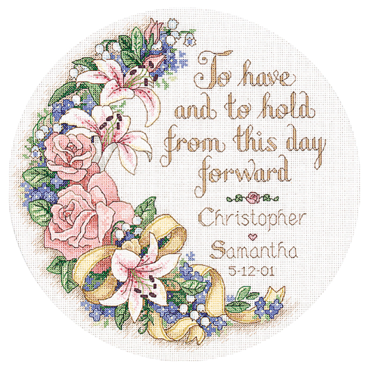 Dimensions To Have and To Hold Wedding Record Counted Cross Stitch Kit, 12" diameter