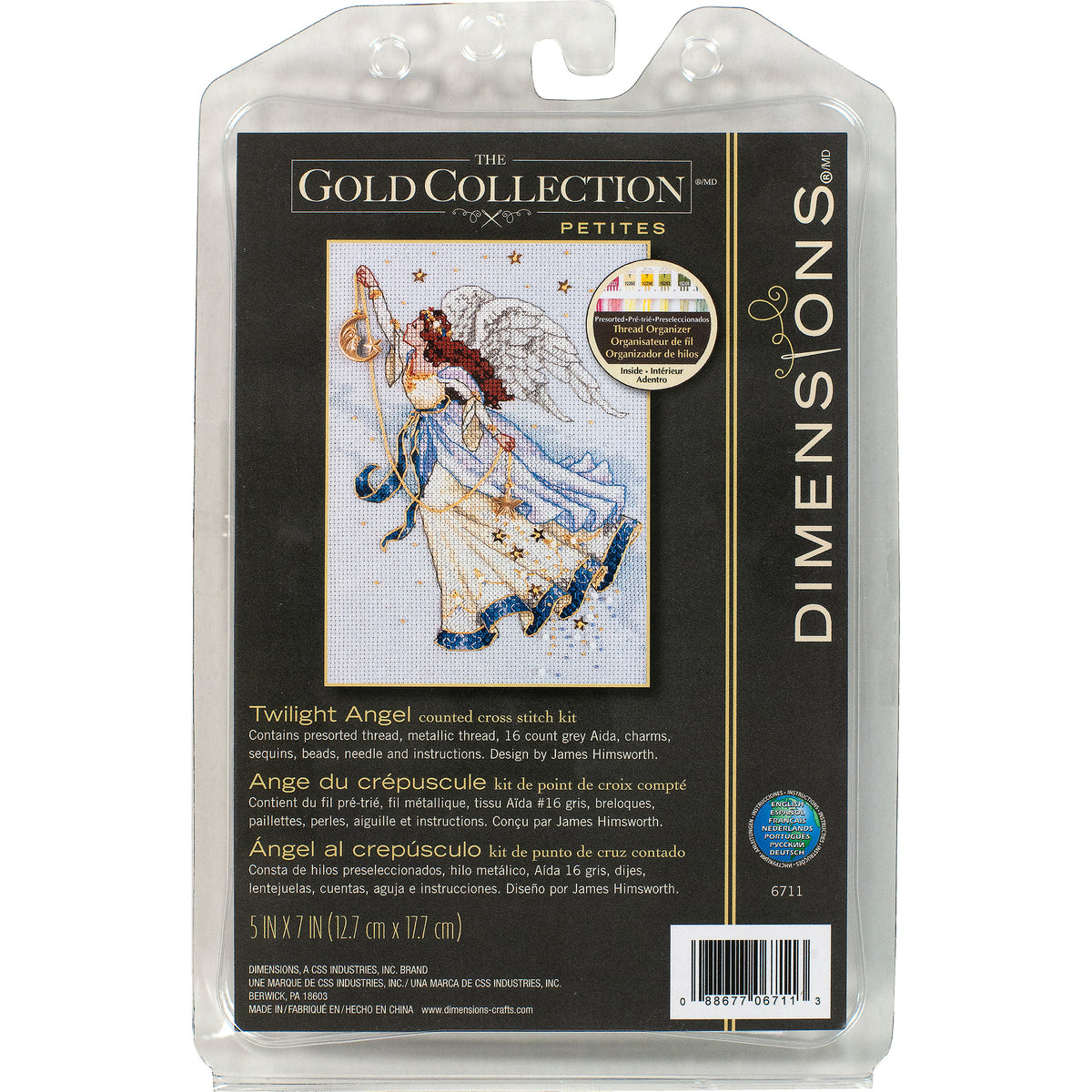 Dimensions Gold Collection Petite Twilight Angel Counted Cross Stitch Kit, 5" x 7"