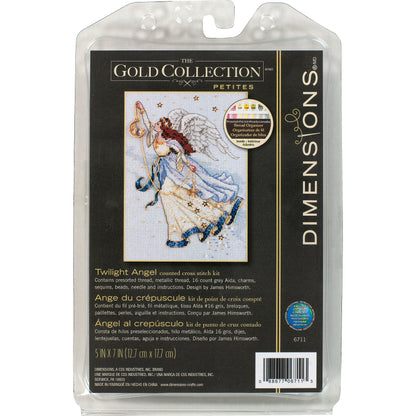 Dimensions Gold Collection Petite Twilight Angel Counted Cross Stitch Kit, 5" x 7"