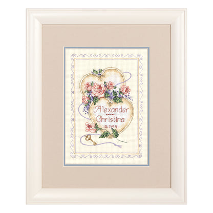 Dimensions United Hearts Wedding Record Counted Cross Stitch Kit, 5" x 7"