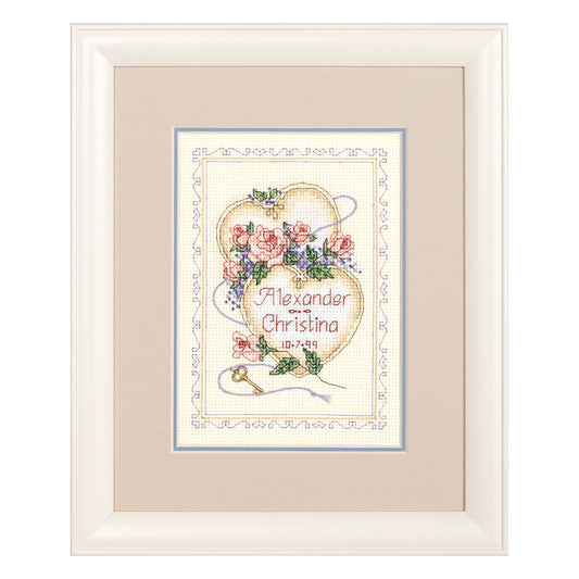 Dimensions United Hearts Wedding Record Counted Cross Stitch Kit, 5" x 7"