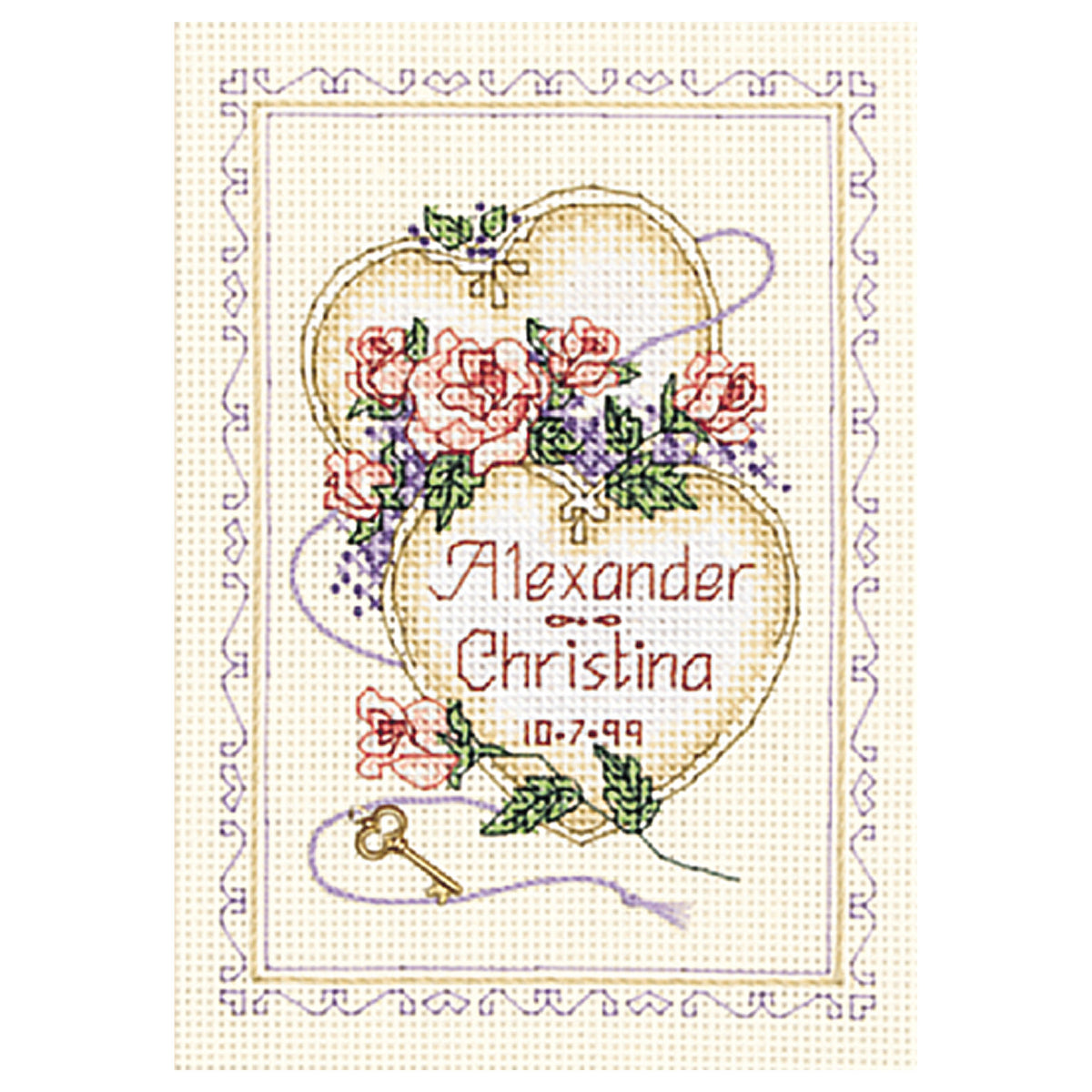 Dimensions United Hearts Wedding Record Counted Cross Stitch Kit, 5" x 7"