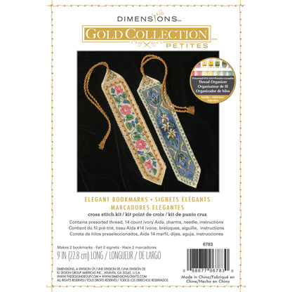 Dimensions Gold Collection Petite Elegant Bookmarks Counted Cross Stitch Kit, Set of 2, 9" long each