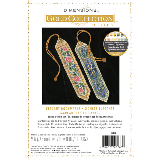 Dimensions Gold Collection Petite Elegant Bookmarks Counted Cross Stitch Kit, Set of 2, 9" long each