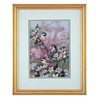 Dimensions Gold Collection Petite Chickadees in Spring Counted Cross Stitch Kit, 5" x 7"