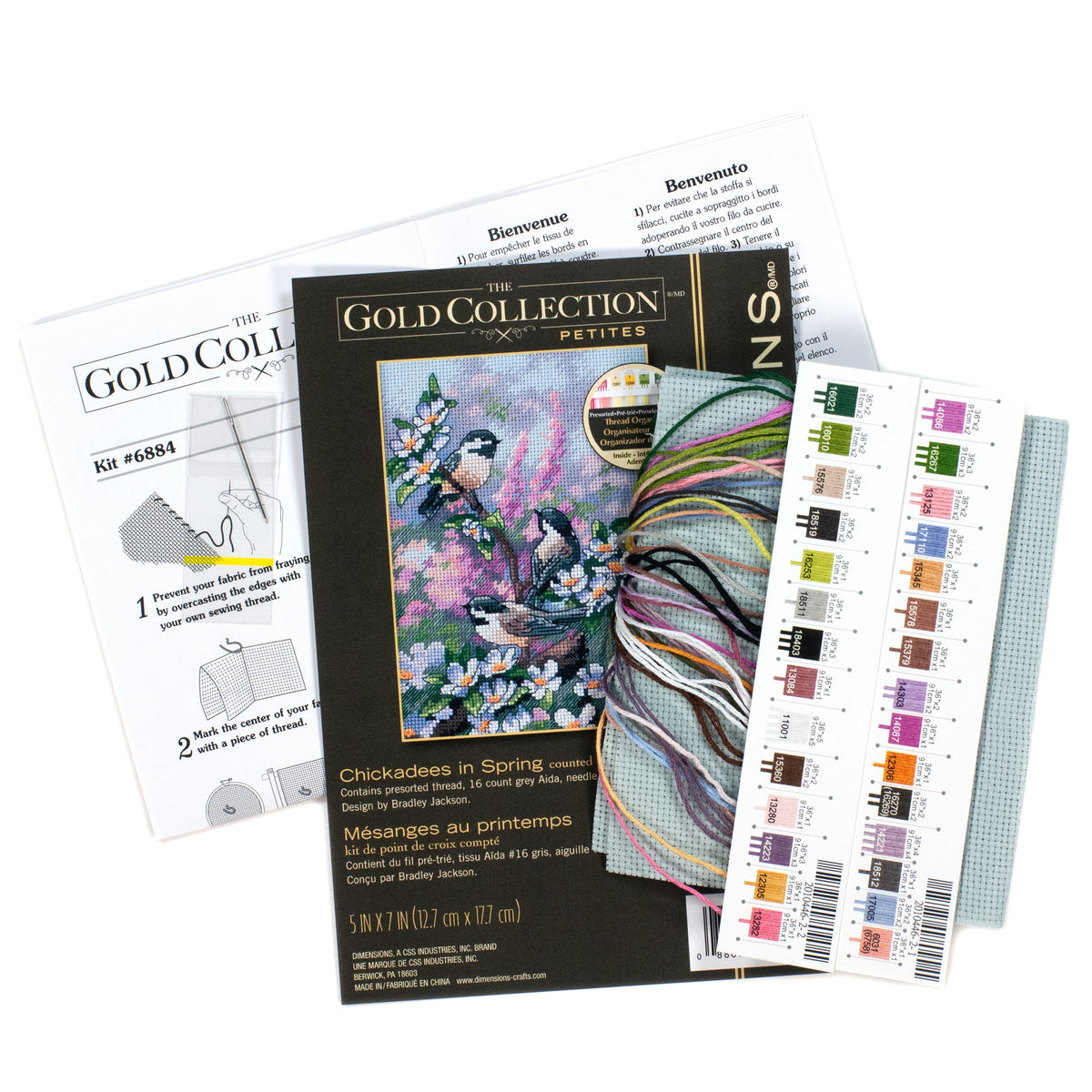 Dimensions Gold Collection Petite Chickadees in Spring Counted Cross Stitch Kit, 5" x 7"