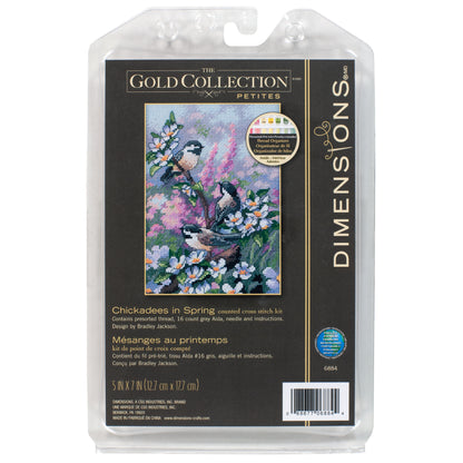 Dimensions Gold Collection Petite Chickadees in Spring Counted Cross Stitch Kit, 5" x 7"