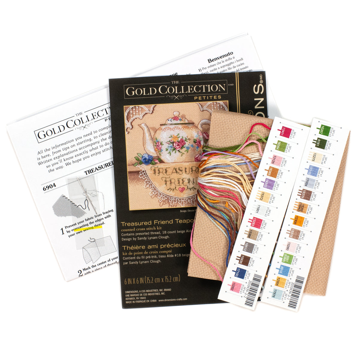 Dimensions Gold Collection Petite Treasured Friend Teapot Counted Cross Stitch Kit, 6" x 6"