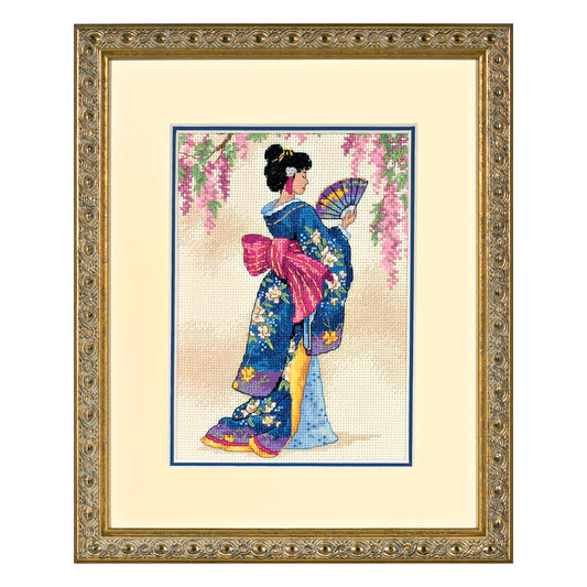 Dimensions Gold Collection Petite Elegant Geisha Counted Cross Stitch Kit, 5" x 7"