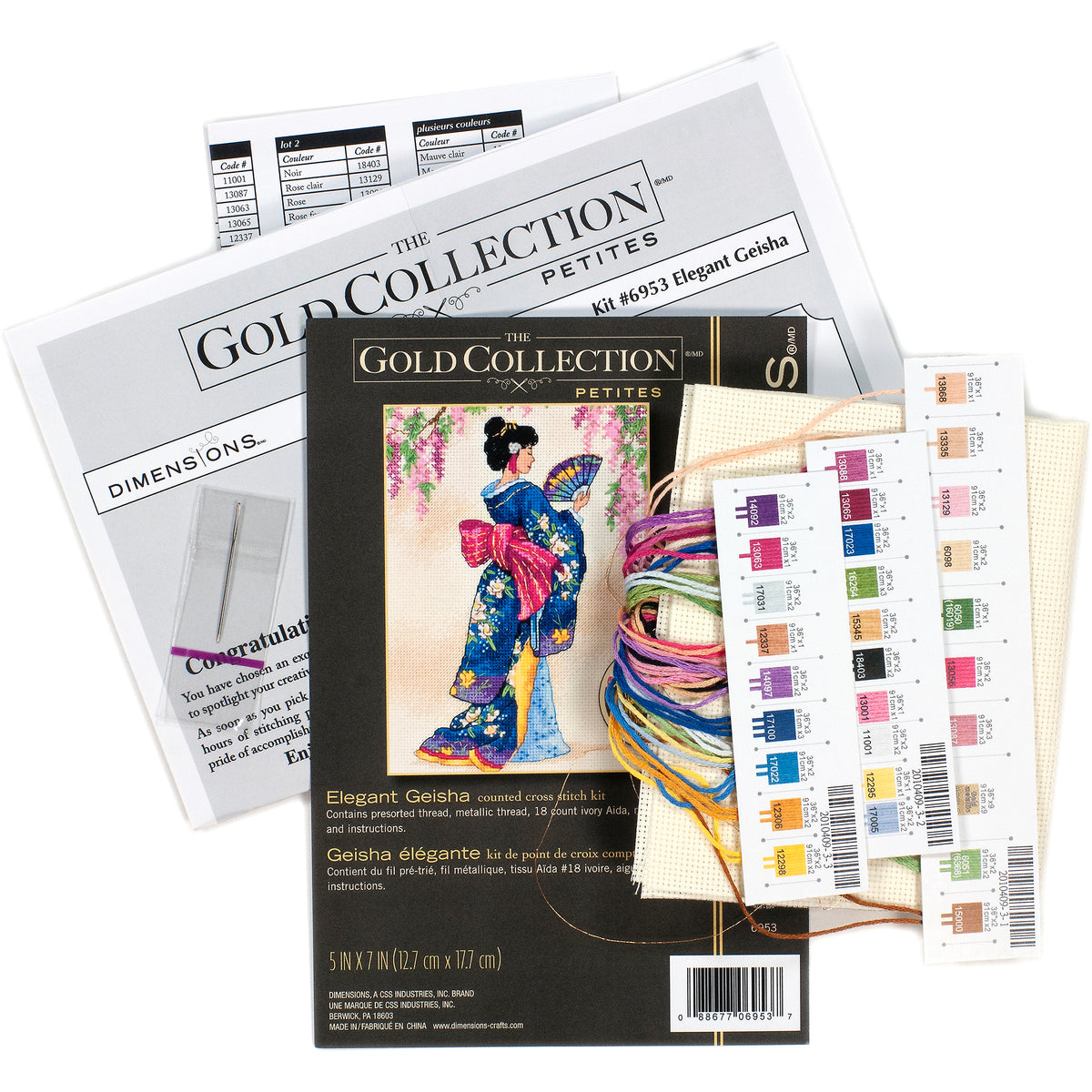 Dimensions Gold Collection Petite Elegant Geisha Counted Cross Stitch Kit, 5" x 7"