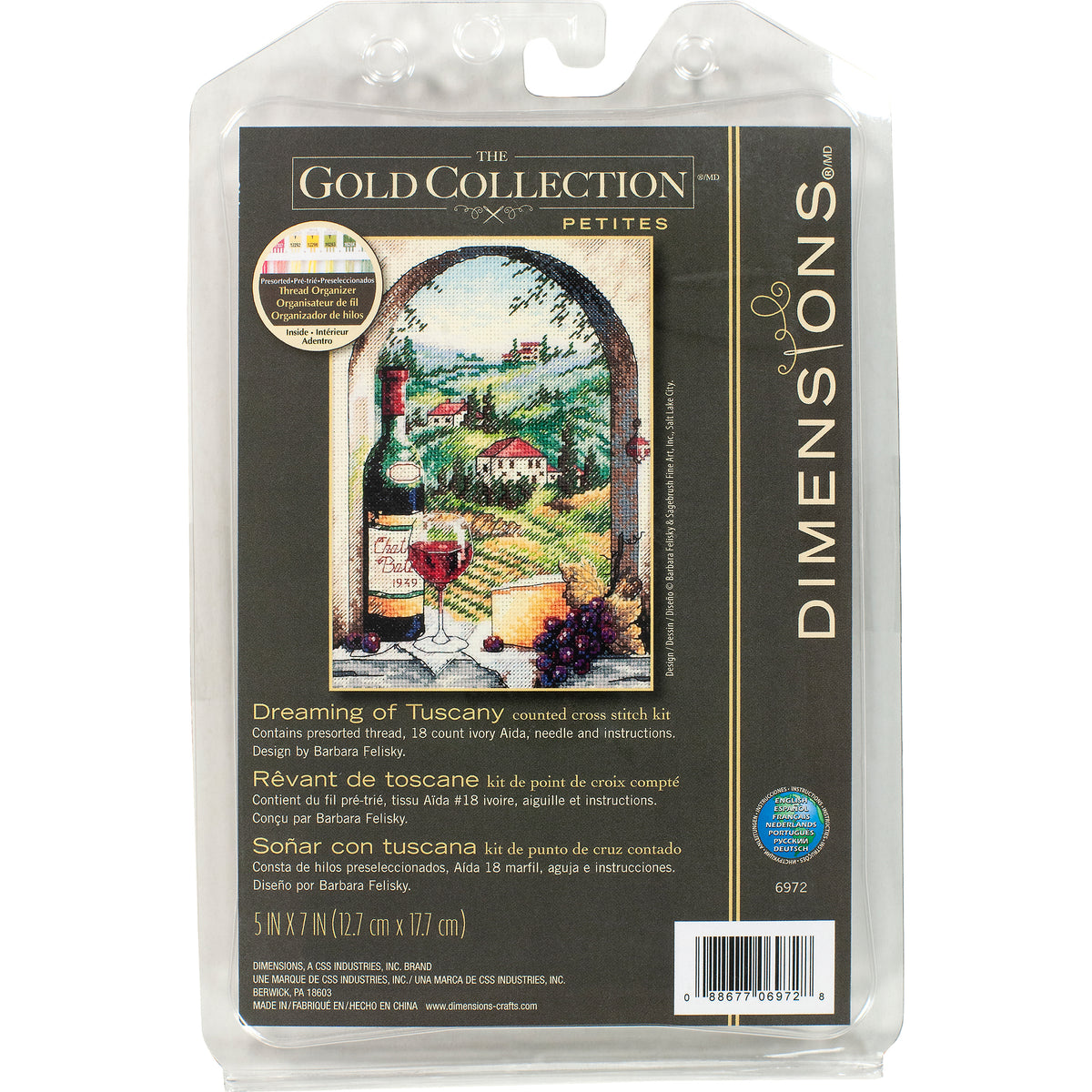 Dimensions Gold Collection Petite Dreaming of Tuscany Counted Cross Stitch Kit, 5" x 7"
