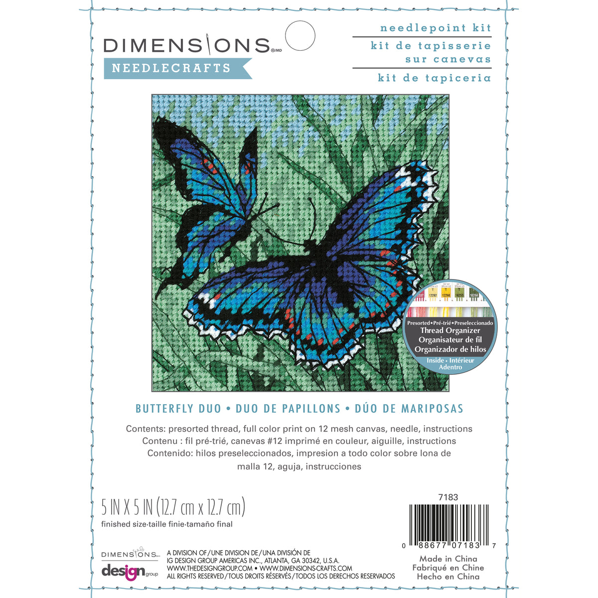 Dimensions Butterfly Duo Needlepoint Kit, 5" x 5"
