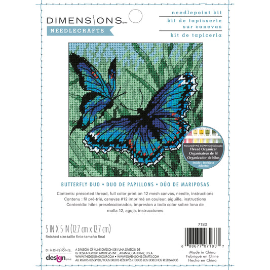 Dimensions Butterfly Duo Needlepoint Kit, 5" x 5"