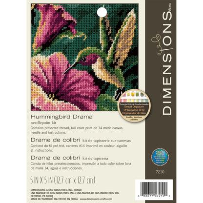 Dimensions Hummingbird Drama Needlepoint Kit, 5" x 5"