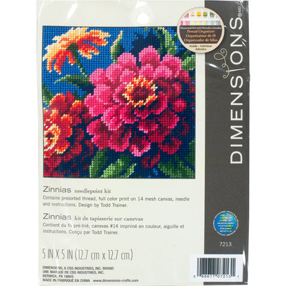 Dimensions Zinnias Needlepoint Kit, 5" x 5"