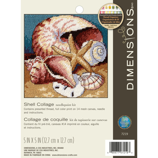 Dimensions Shell Collage Needlepoint Kit, 5" x 5"