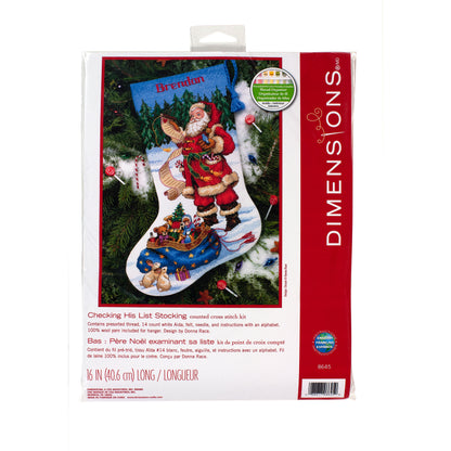 Dimensions Checking His List Stocking Counted Cross Stitch Kit, 16" long