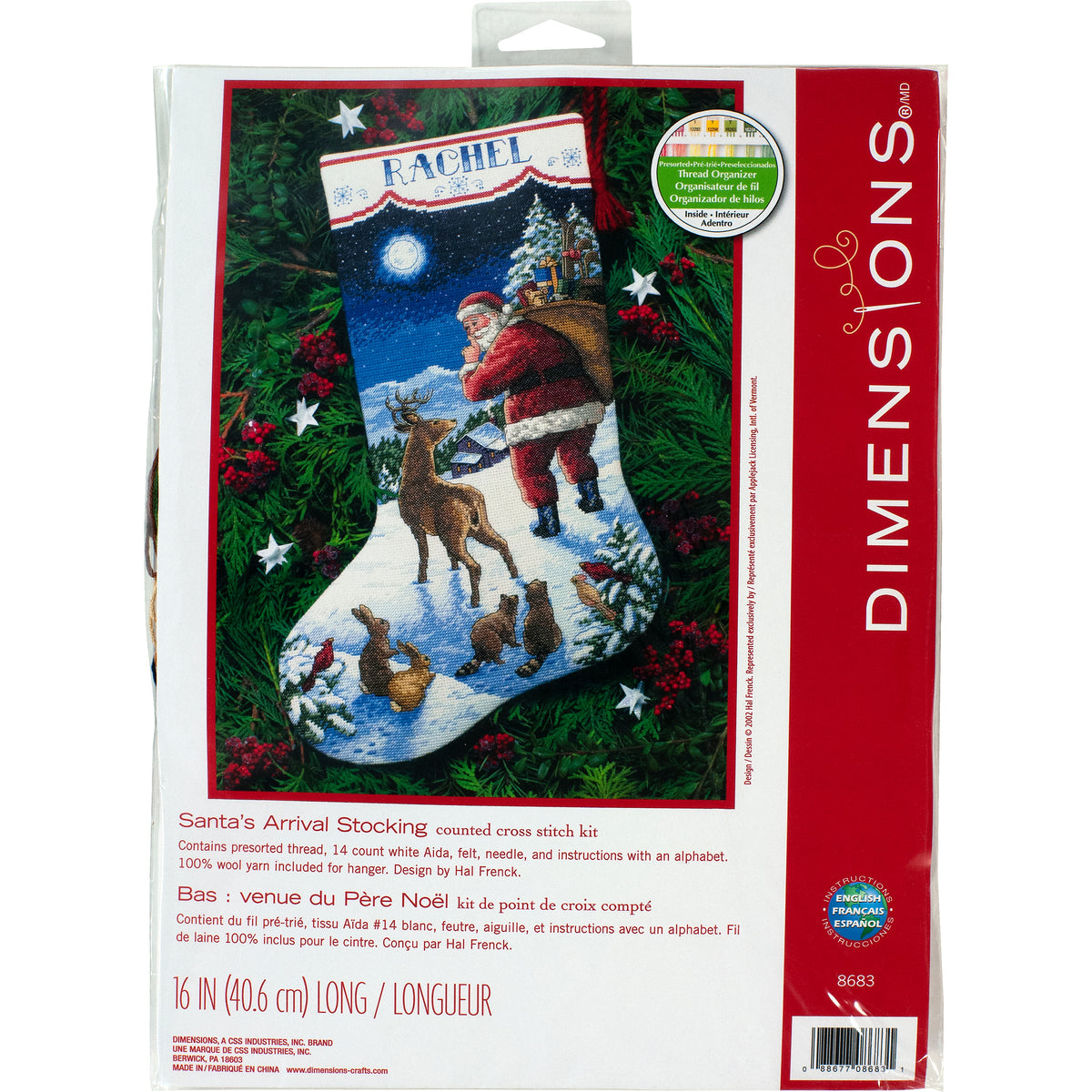 Dimensions Santa's Arrival Stocking Counted Cross Stitch Kit, 16" long