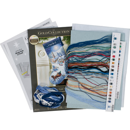 Dimensions Gold Collection Sleigh Ride at Dusk Stocking Counted Cross Stitch Kit, 16" long