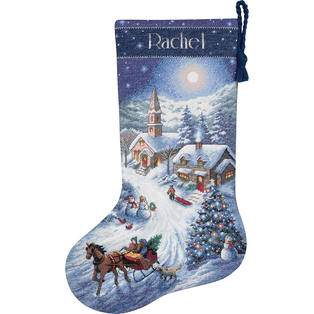 Dimensions Gold Collection Sleigh Ride at Dusk Stocking Counted Cross Stitch Kit, 16" long