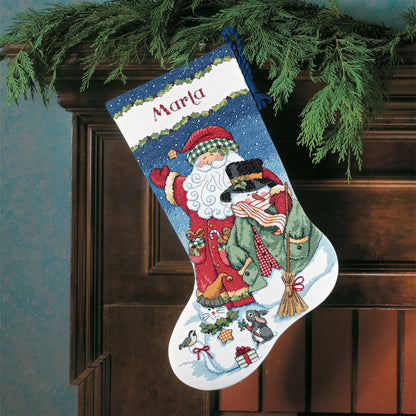 Dimensions Santa & Snowman Stocking Counted Cross Stitch Kit, 16" long