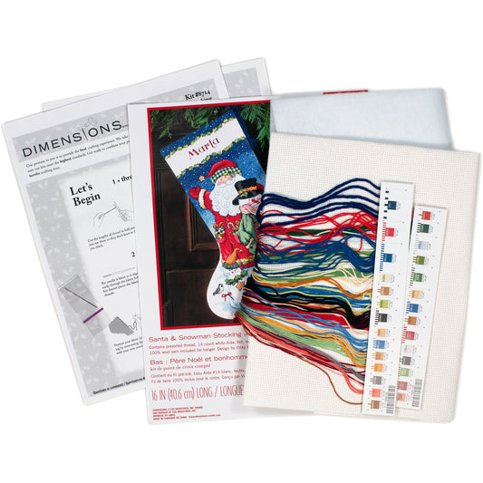 Dimensions Santa & Snowman Stocking Counted Cross Stitch Kit, 16" long