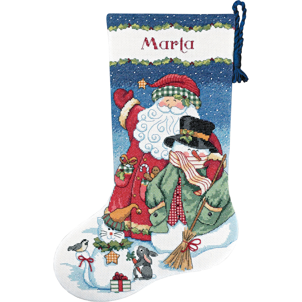 Dimensions Santa & Snowman Stocking Counted Cross Stitch Kit, 16" long