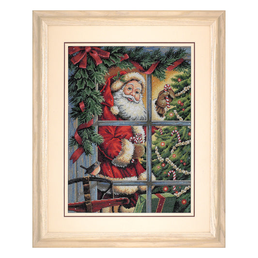 Dimensions Gold Collection Candy Cane Santa Counted Cross Stitch Kit, 12" x 16"