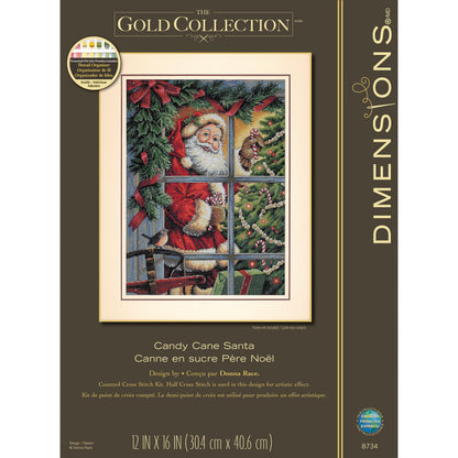 Dimensions Gold Collection Candy Cane Santa Counted Cross Stitch Kit, 12" x 16"