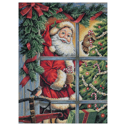 Dimensions Gold Collection Candy Cane Santa Counted Cross Stitch Kit, 12" x 16"