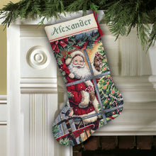 Dimensions Gold Collection Candy Cane Santa Stocking Counted Cross Stitch Kit, 16" long