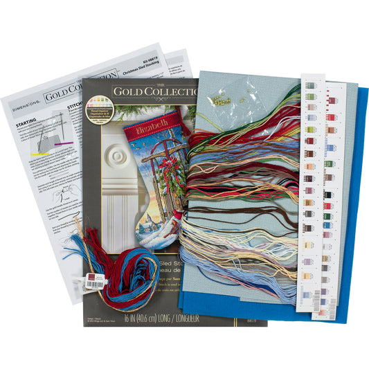 Dimensions Gold Collection Candy Cane Santa Stocking Counted Cross Stitch Kit, 16" long