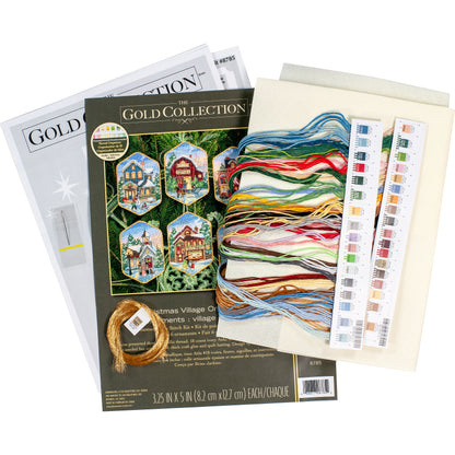 Dimensions Gold Collection Christmas Village Ornaments Counted Cross Stitch Kit, Set of 6, 3.25" x 5" each