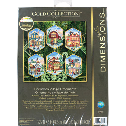 Dimensions Gold Collection Christmas Village Ornaments Counted Cross Stitch Kit, Set of 6, 3.25" x 5" each