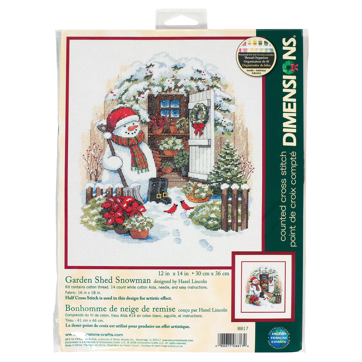 Dimensions Garden Shed Snowman Counted Cross Stitch Kit, 12" x 14"