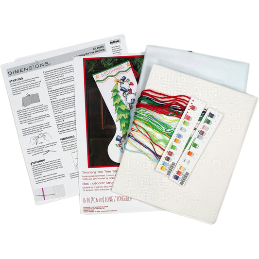 Dimensions Trimming the Tree Stocking Counted Cross Stitch Kit, 16" long