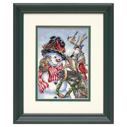 Dimensions Gold Collection Petite Snowman & Reindeer Counted Cross Stitch Kit, 5" x 7"