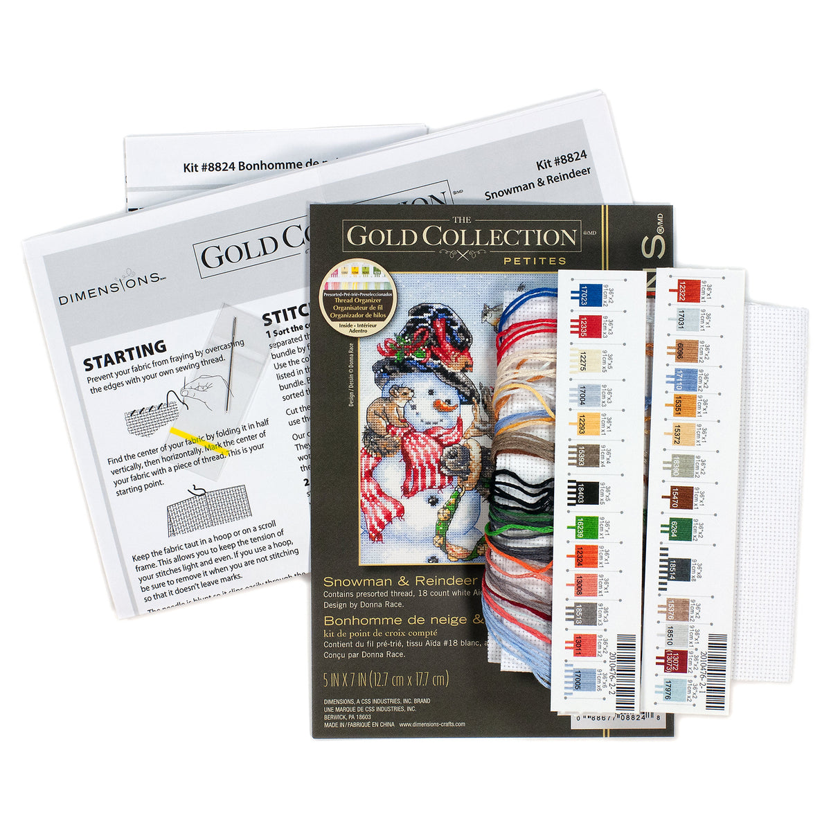 Dimensions Gold Collection Petite Snowman & Reindeer Counted Cross Stitch Kit, 5" x 7"