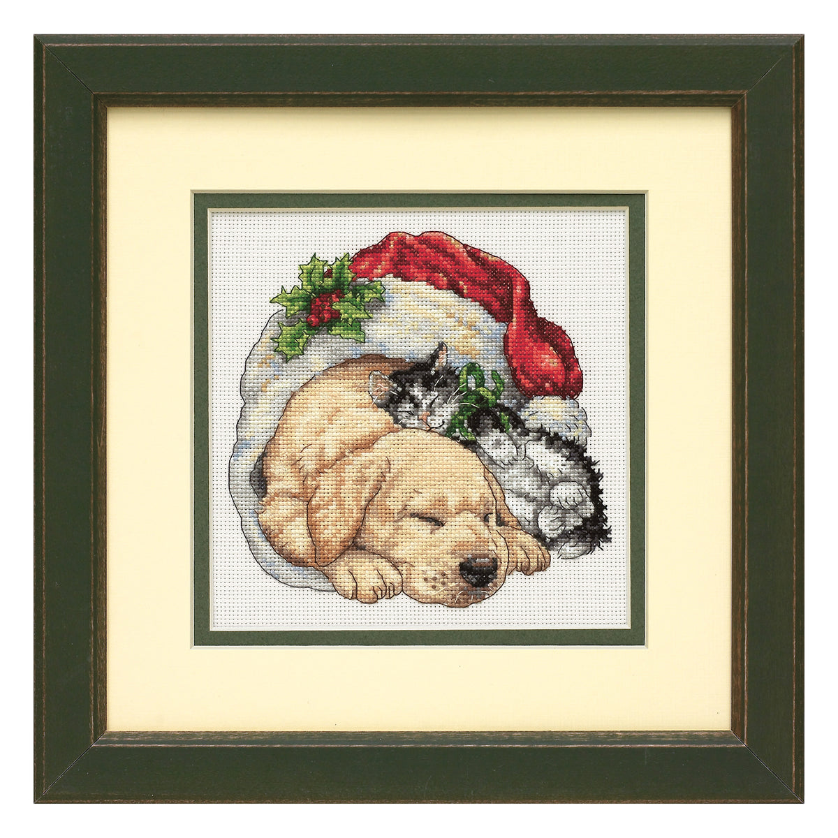 Dimensions Gold Collection Petite Christmas Morning Pets Counted Cross Stitch Kit, 6" x 6"