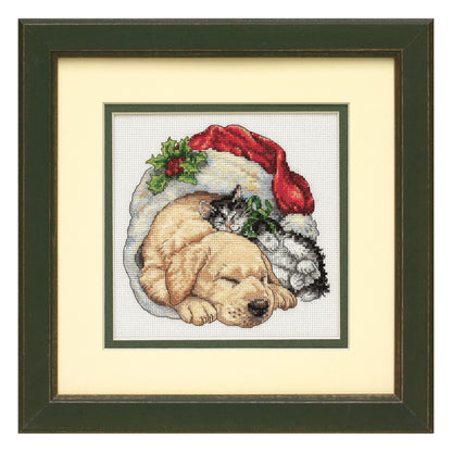 Dimensions Gold Collection Petite Christmas Morning Pets Counted Cross Stitch Kit, 6" x 6"