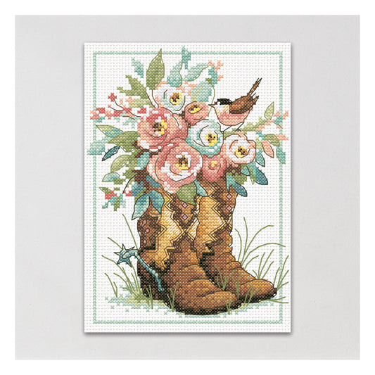 Dimensions Boot Floral Counted Cross Stitch Kit, 5" x 7"