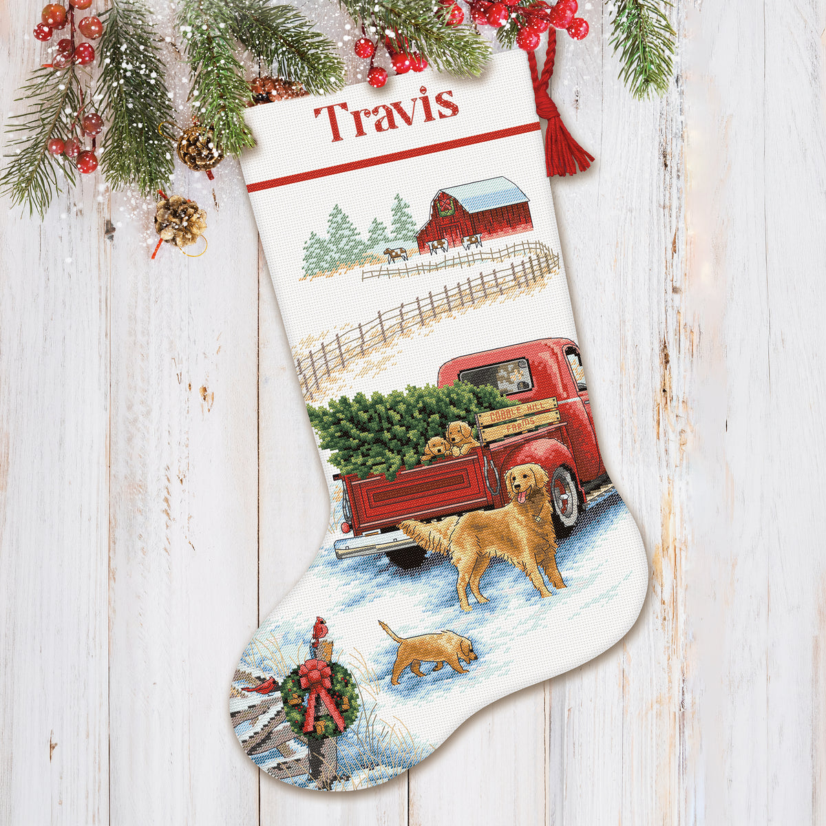 Dimensions Winter Ride Stocking Counted Cross Stitch Kit, 16" long