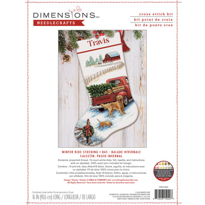 Dimensions Winter Ride Stocking Counted Cross Stitch Kit, 16" long