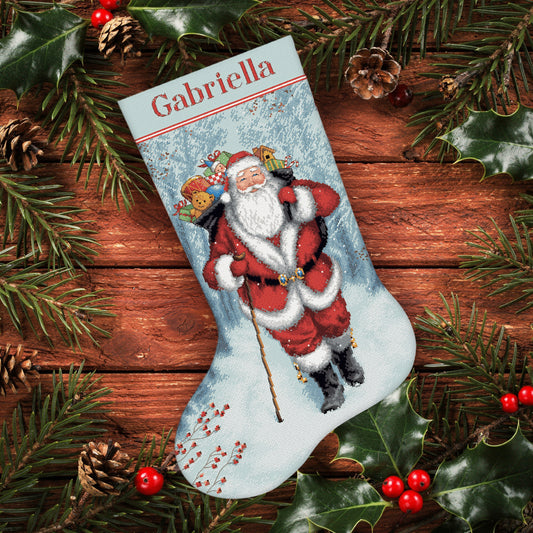 Dimensions Woodland Santa Stocking Counted Cross Stitch Kit, 16" long
