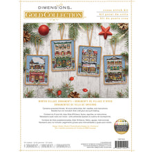 Dimensions Gold Collection Winter Village Ornaments Counted Cross Stitch Kit, Set of 4, 3.5" x 4.5" each