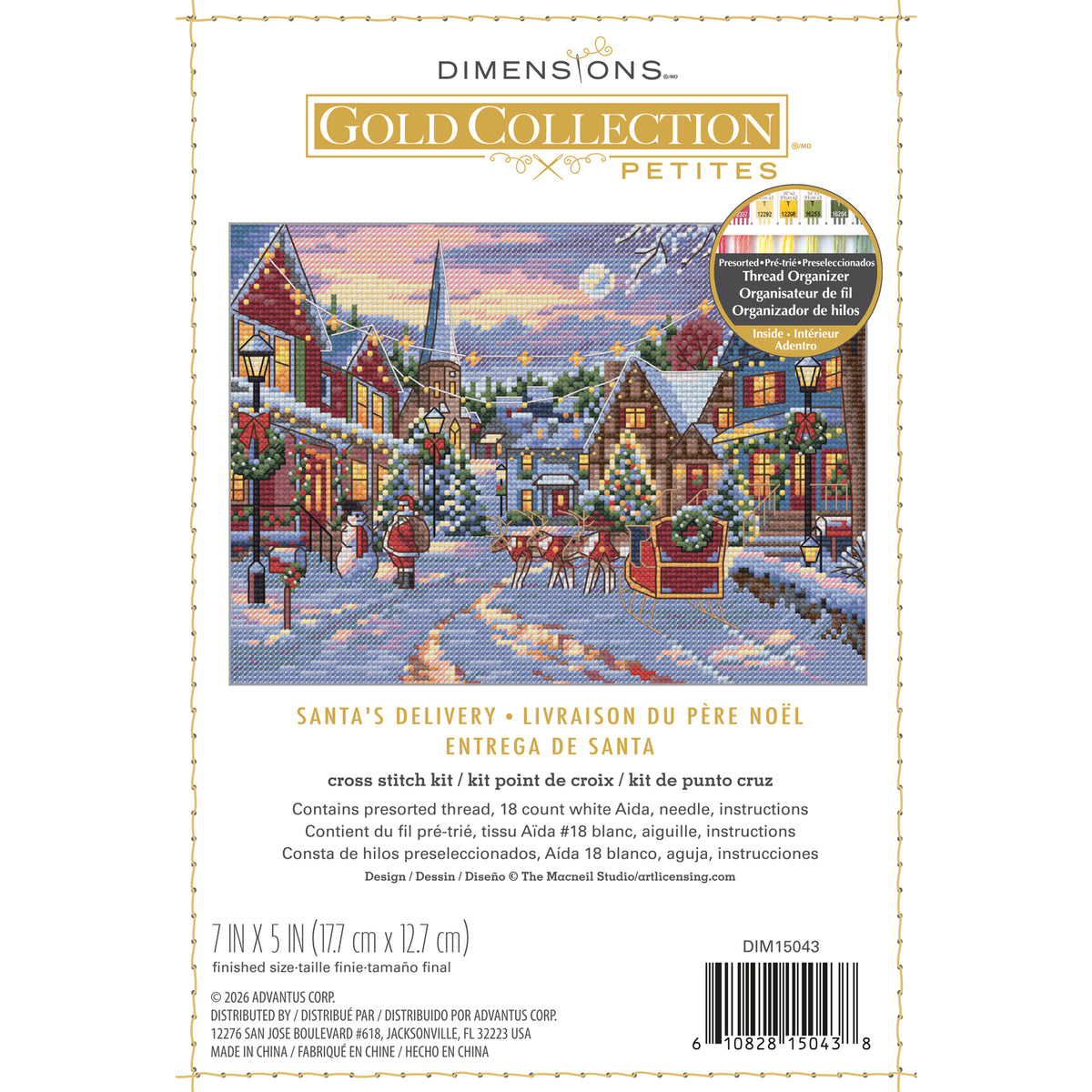 Dimensions Gold Collection Petite Santa's Delivery Counted Cross Stitch Kit, 7" x 5"